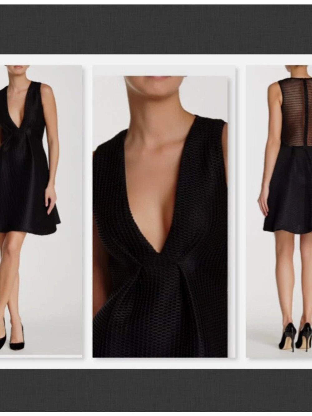 NWT $458 Issue New York Textured Fit & Flare Dress Color Black  Size S